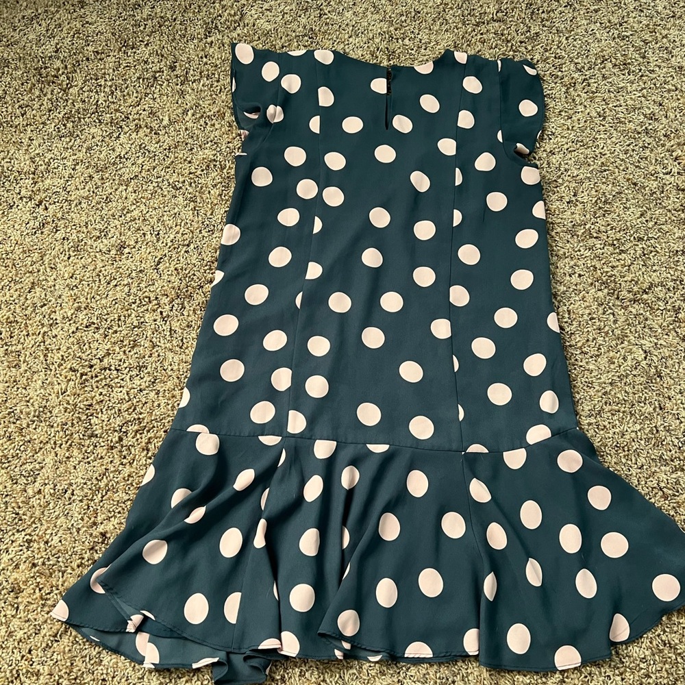 Loft Blue & Soft Pink Polka Dot Dress